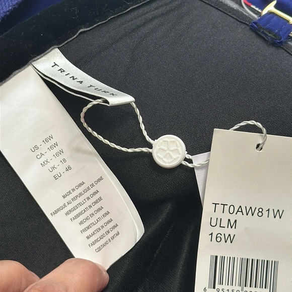 Trina Turk Ultramarine Rainbow Swirl Textured Bandeau Bikini Top Size 16W NWT - Picture 7 of 8